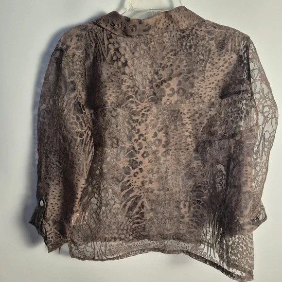 Ruby Rd. Petite women animal textured burnout Layering blouse in size 16P. - Picture 2 of 7